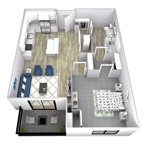 1 Bedroom A Floor Plan at Two Points Crossing, Madison, WI, 53593